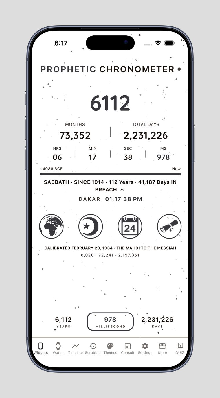 Prophetic Chronometer Live Web Chronometer &mdash; Parchment Gray theme