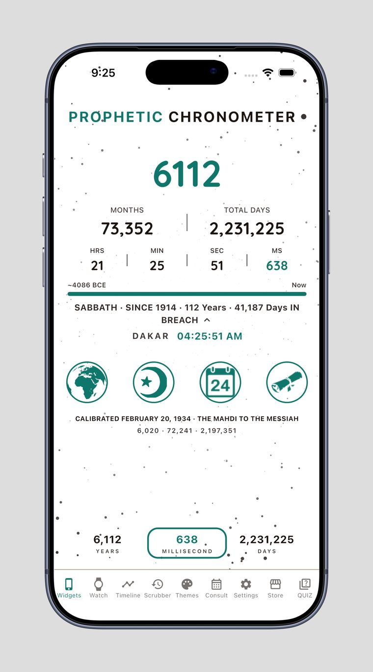 Prophetic Chronometer Live Web Chronometer &mdash; Parchment Teal theme