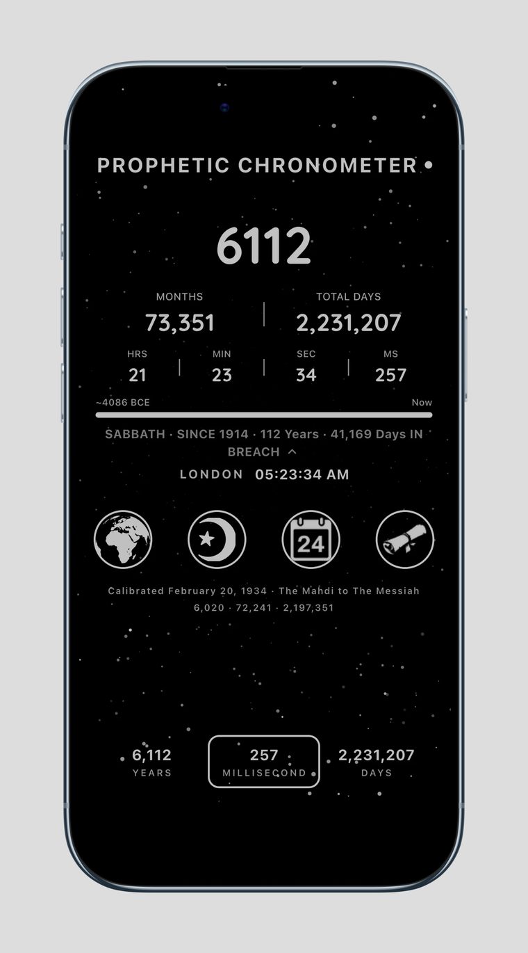 Prophetic Chronometer Live Web Chronometer &mdash; Silver & Black theme
