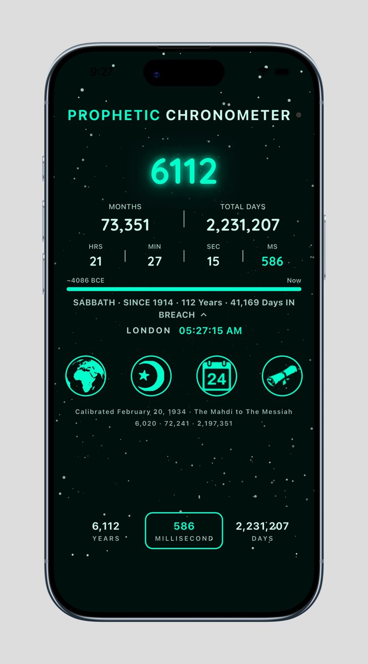 Prophetic Chronometer Live Web Chronometer &mdash; Teal Glow theme